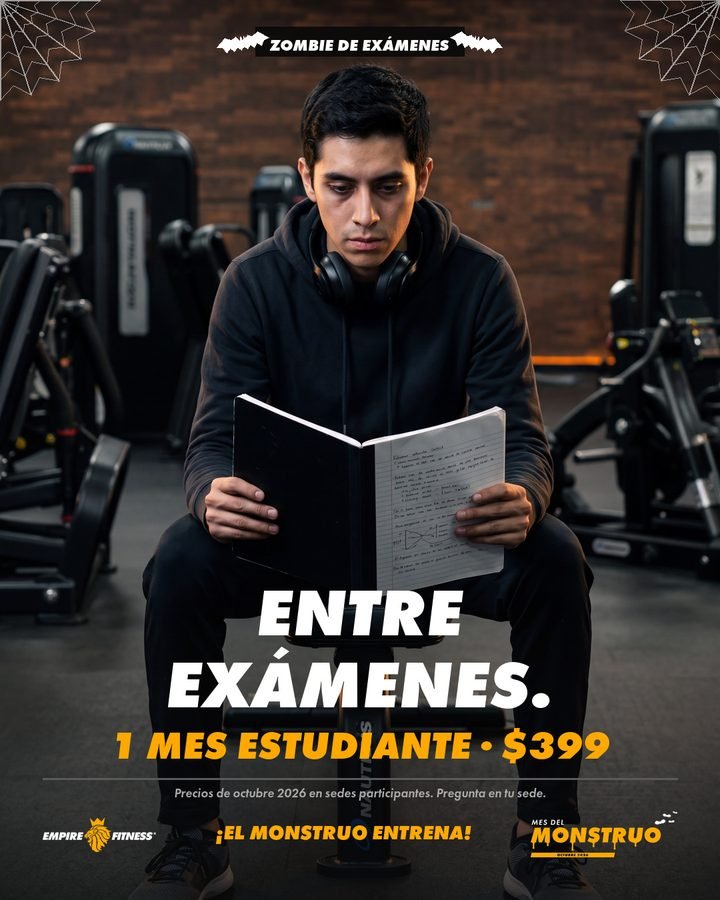 Cartel Mes del Monstruo: Zombie de exámenes, 1 mes estudiante $399